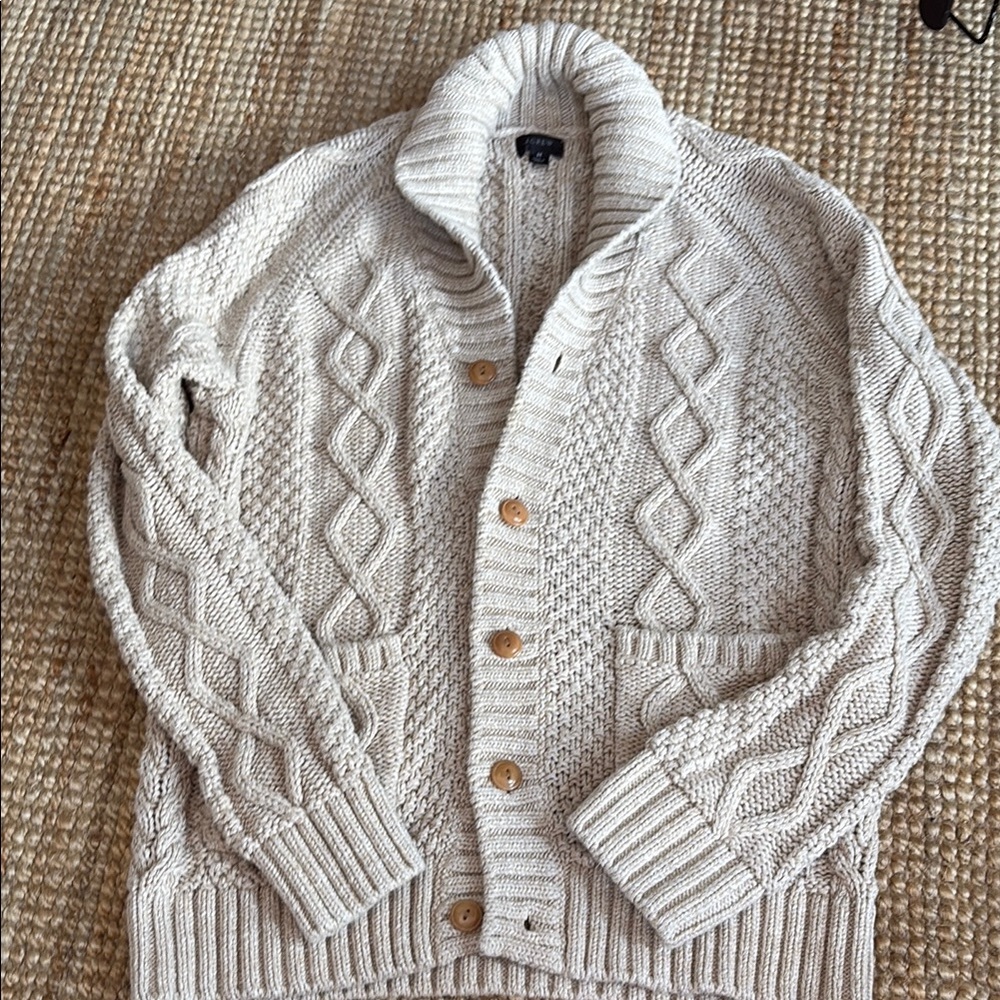 J. Crew Cream Cable Knit Cardigan Sweater